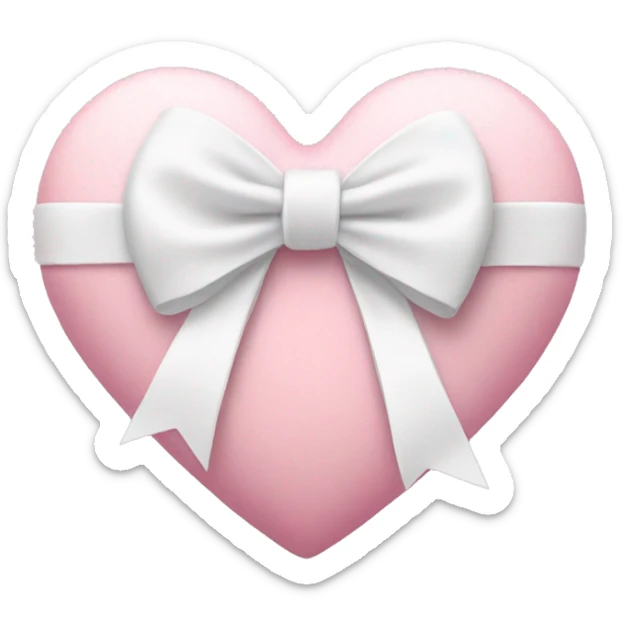 Pastel pink heart with white bow sticker