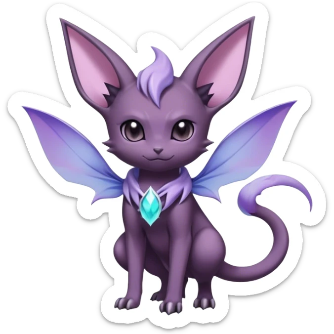 Shiny Dark Cute Edgy Cool Ethereal Espeon-Haunter-Nidorino-fusion-hybrid full body  sticker