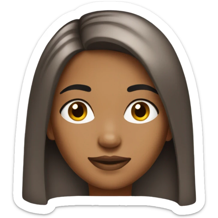 Brown-skinned female straight hair portrait close-up sticker