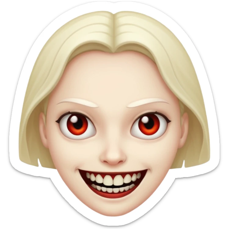 A emoji in which there is a deadly smile like toji from jujutsu kaisen and he is looking towards me scary way sticker
