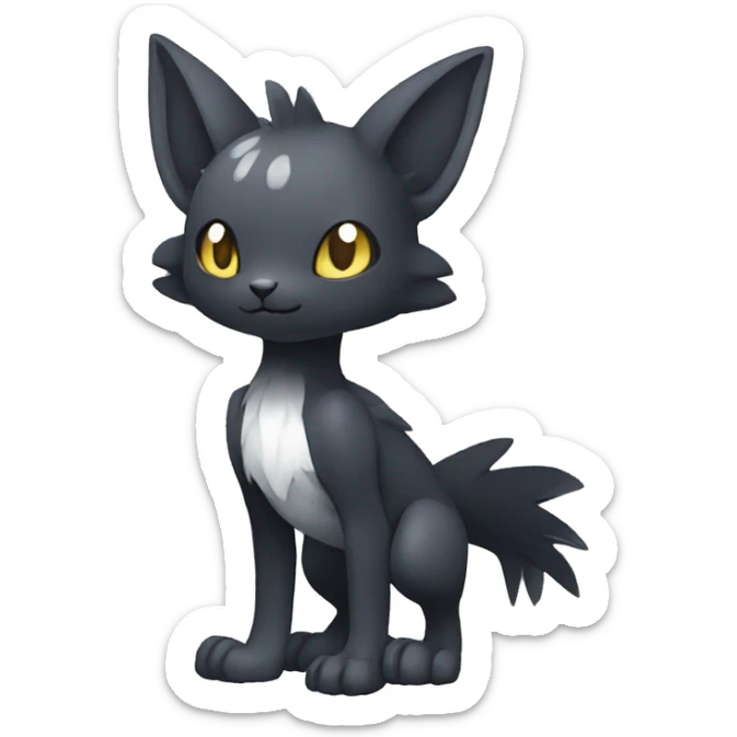 Cute cool shiny fantasy dark-shadow-themed animal hybrid Fakemon full body sticker