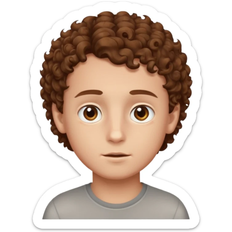 a boy with hazel eyes and curlyish brown hair and a humungos forehead like huuuuuuuuuuuuuge sticker