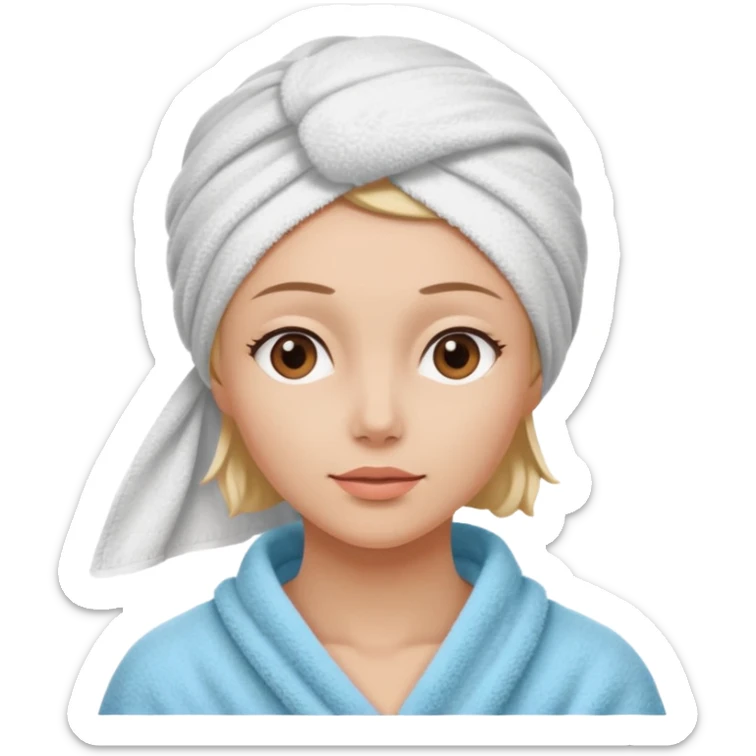 woman with a towel on, looking out a window sticker