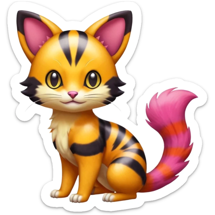 Cute Adorable Shiny Colorful Realistic Elegant Pretty Beautiful Liepard-Furret-Litten-Skitty-Pokémon-fusion-creature (full body) sticker