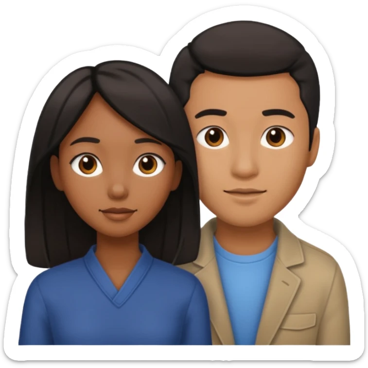 black girl straight hair asian man couple sticker