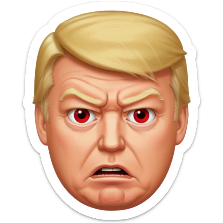 Donald Trump is very furious. Red with anger. photorealistic. high quiality  sticker