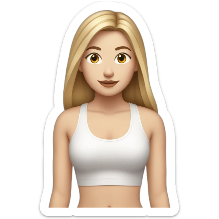 White Girl with straight dark blonde hair with big lips in yoga position sticker