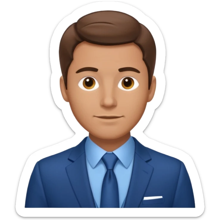 adult white man with brown hair in blue elegant suit sticker