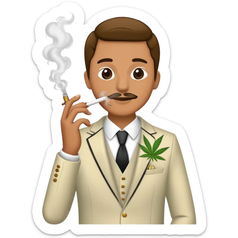 Person in fancy clothes sneaking into wedding ceremony smoking cannabis, full body sticker