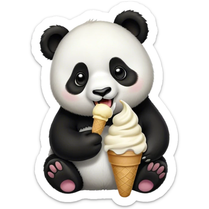 Panda eating ice cream sticker