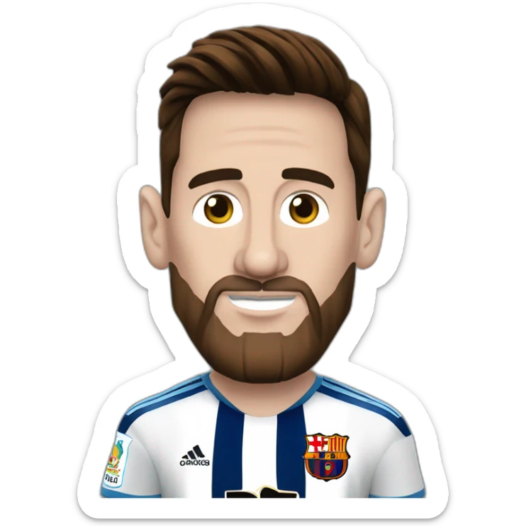 lionel messi canoso, barba blanca larga, un lunar grande en la punta de la nariz sticker