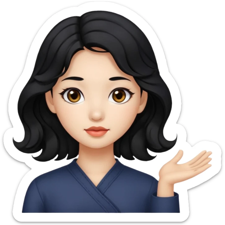 Beautiful girl,Black hair,wavy hair，long hair,Black eyes,Chinese sticker