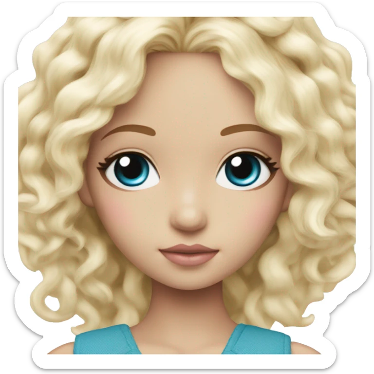 ocean blue doll eyes, blonde hair, feminine, pink, girl, angelic sticker