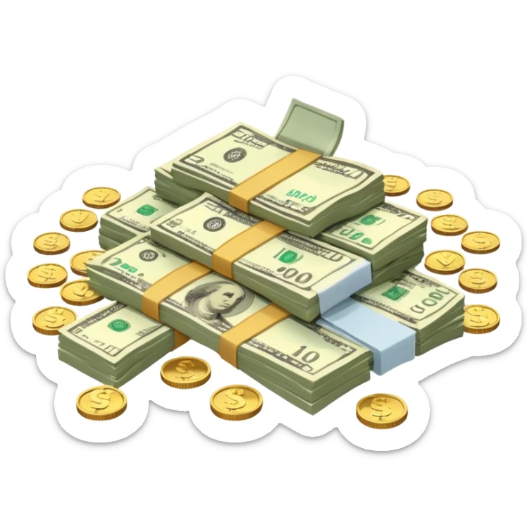 It's an image of money such as coins and bills, but there's only one or two neatly sticker