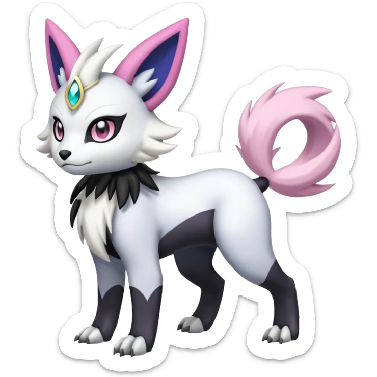 WereGarurumon-Meloetta-Renamon-Absol-fusion-hybrid-creature (full body) sticker