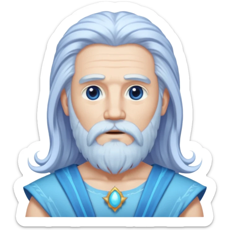 Uranus, God of Sky from Gods and Goddesses with long white hair and beard, pale periwinkle outfit sticker
