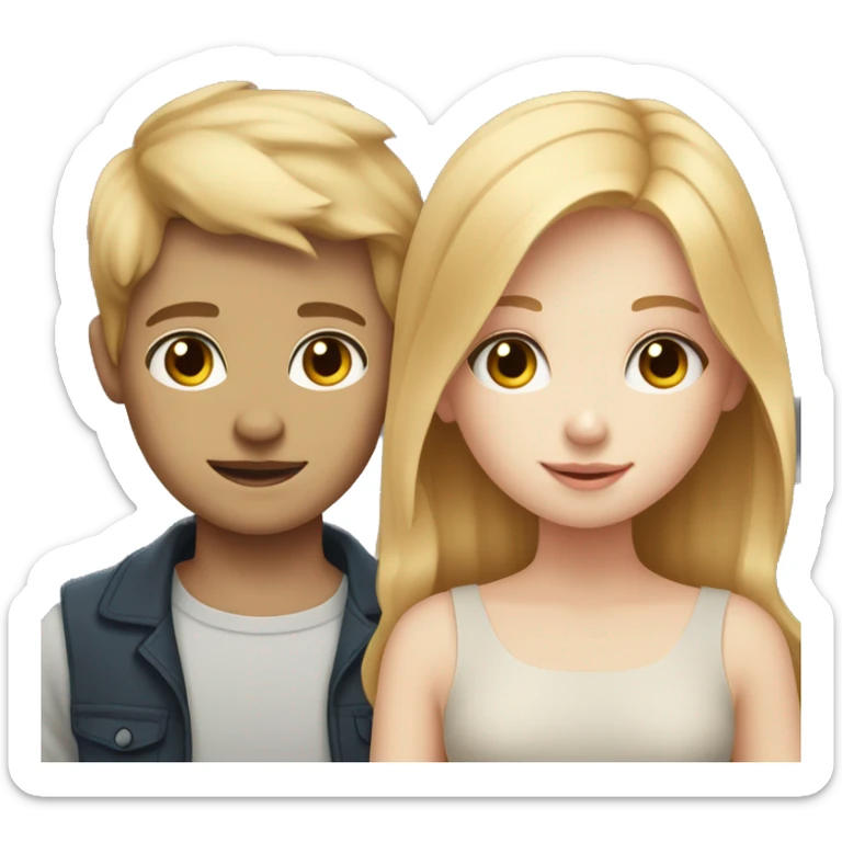 pale Strawberry blonde girl with a pale black haired boy sticker