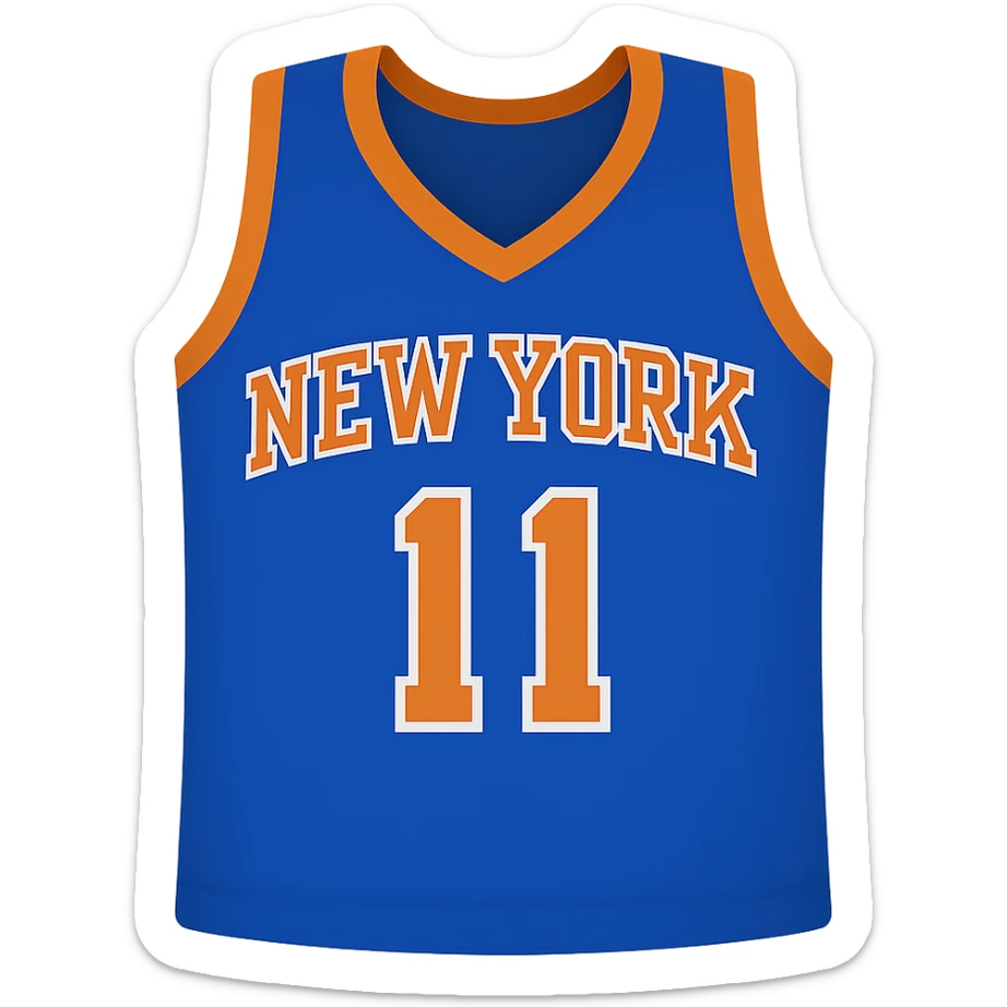 new york knicks basketball jersey featuring the number 11, google emoji style sticker
