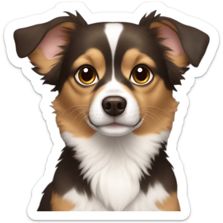 black fur some brown fur no white fur chihuahua, australian shepherd dog mix sticker
