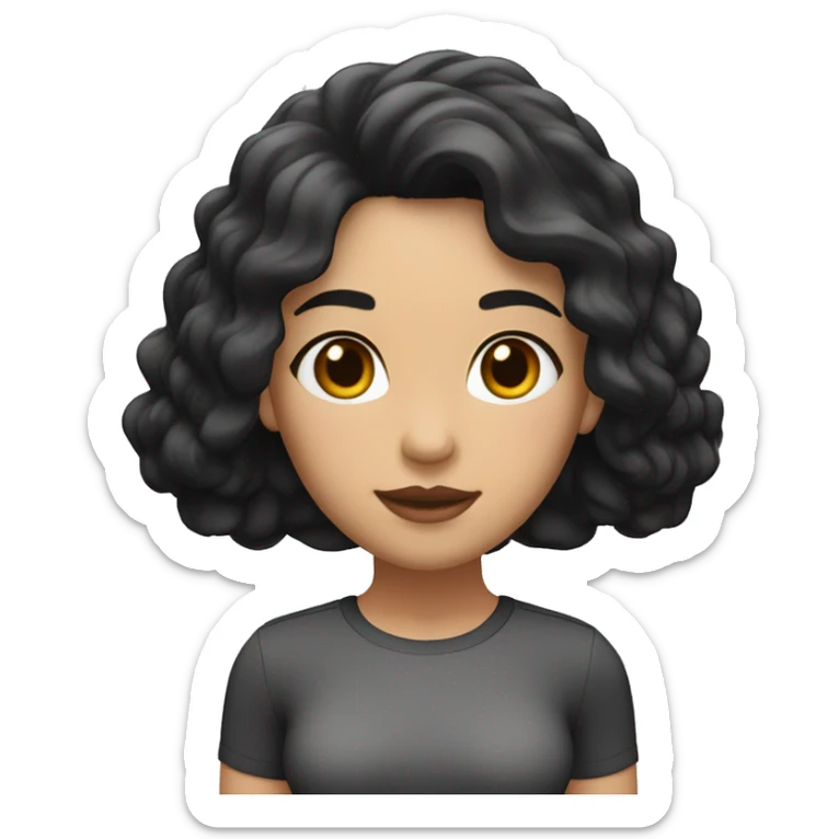 woman,    swimming, light brown skin, long black hair, short stature, brown eyes, wearing a white shirt and black shorts, normal physical build, lower lip slightly larger than the upper lip. sticker