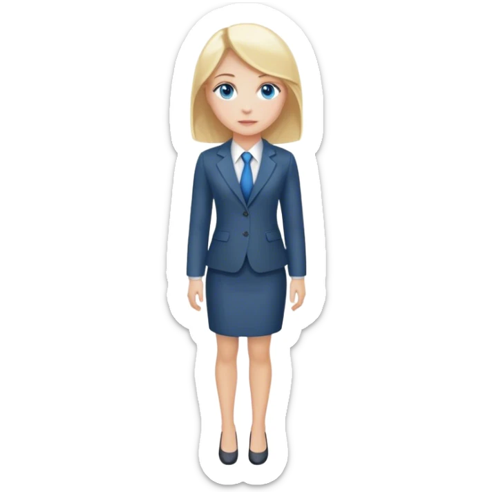 A blond girl blue eyes wearing a Business Outfit, whole body sticker