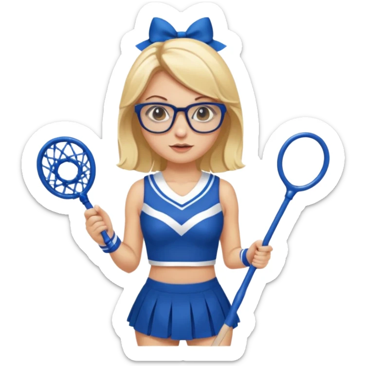  Sexy Dominatrix blonde hair and glasses full body with whip in a cheerleaders outfit  sticker