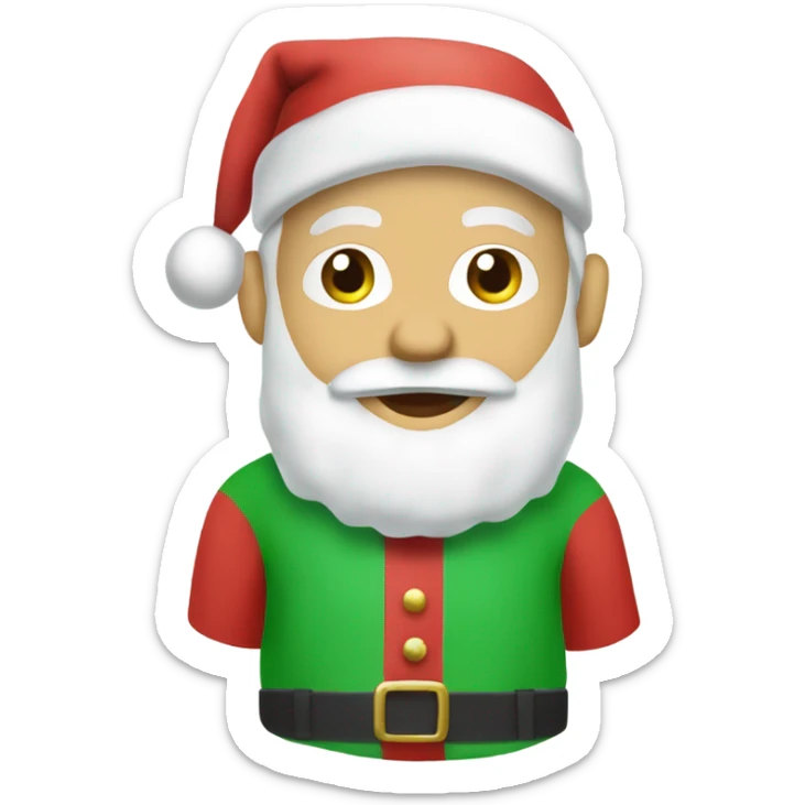 Santa Claus wearing green t-shirt that has words ‘Greenwich Health’ written in white letters  sticker