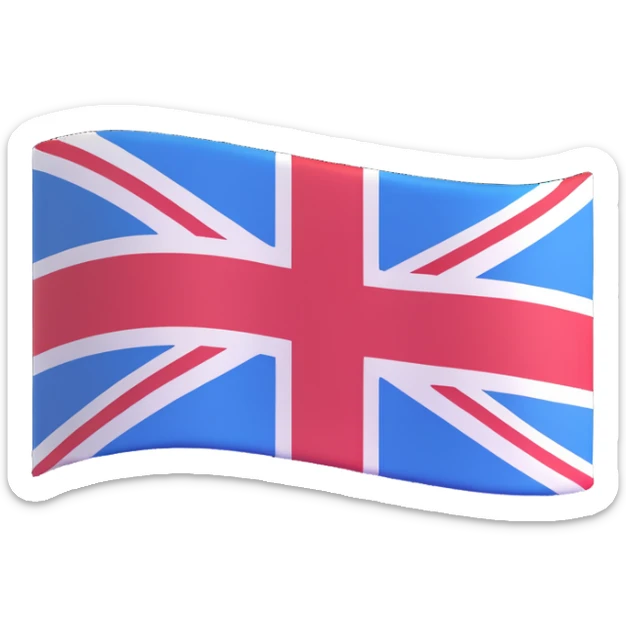 the flag of the United Kingdom, Union Jack, 3D emoji style sticker