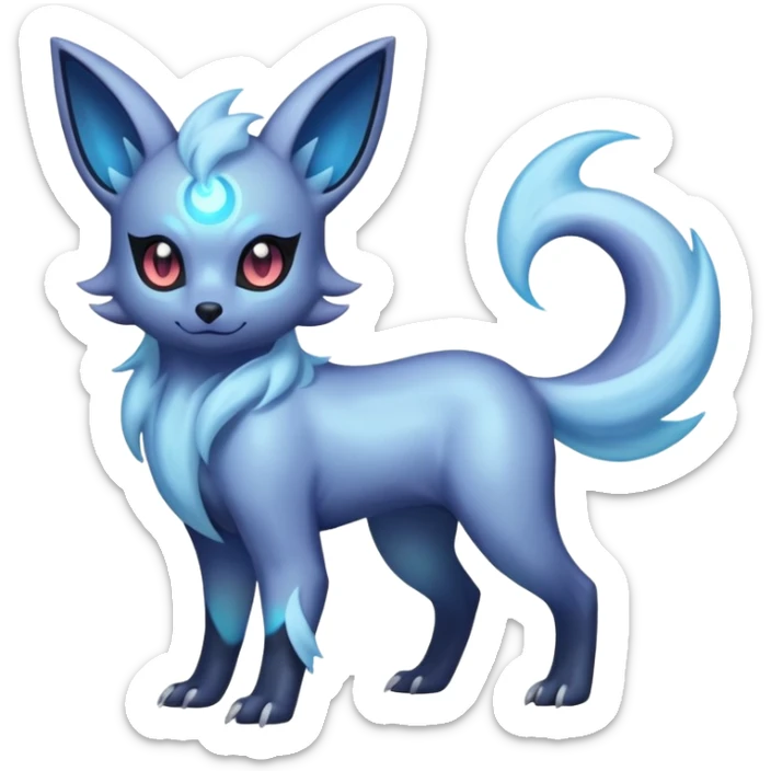 Pastel Shiny Iridescent Bioluminescent Transparent Absol-Zorua-Umbreon-fusion (full body) sticker