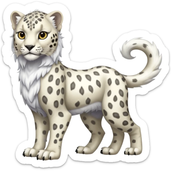 Albino white-furred Snow-Leopard-Gryphon-griffin-chimera-hybrid, full body sticker