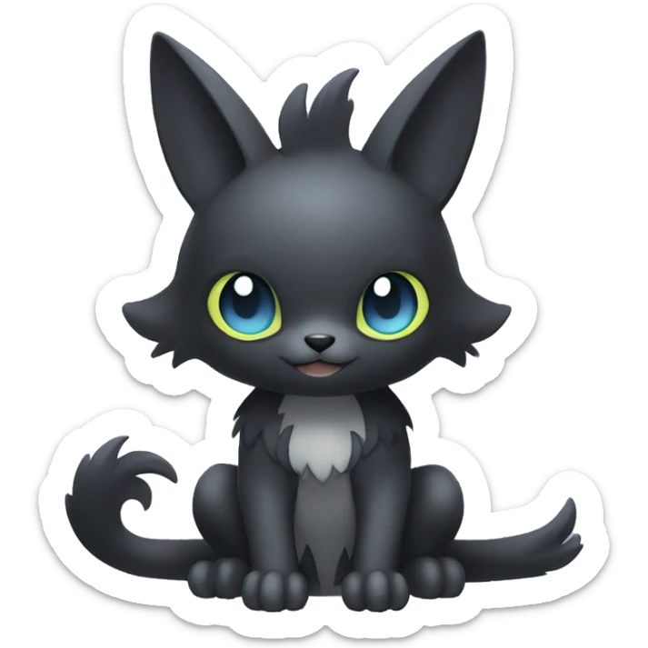 Cute cool shiny fantasy dark-shadow-themed animal hybrid Fakemon full body sticker