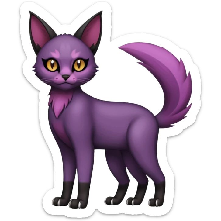 Black edgy Noibat-Purloin-Torracat-Caracal-cat-Fakemon full-body sticker