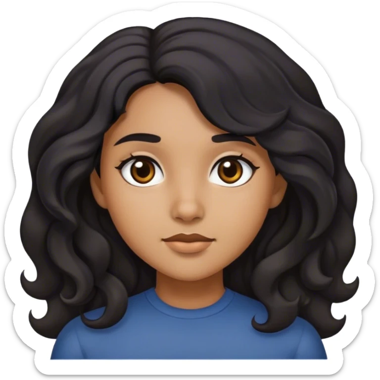 Wavy hair girl black hair and dark eyes sticker