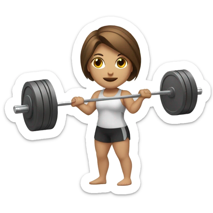 Three Caucasian girls with brown hair doing Olympic weightlifting with a barbell sticker