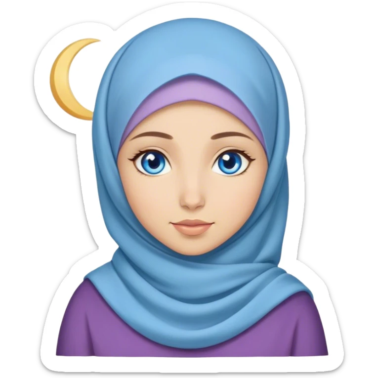 Turkish beautiful finish Konya girl blue eyes with lila color and ramadan moon hijab  sticker
