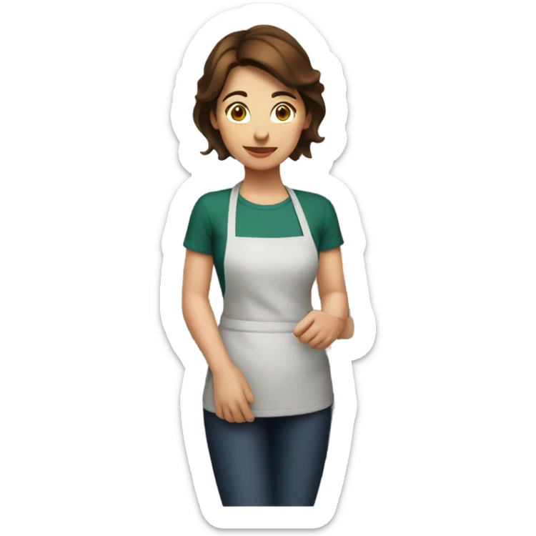 Woman with short brown hair cooking on a stove sticker
