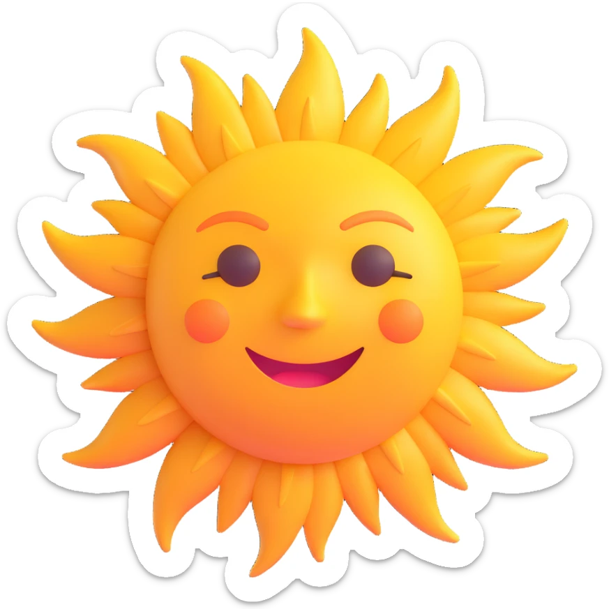 simple 3D sun, no facial features, no eyes, no mouth, no internal details, just circle and rays, suitable for Discord role icon sticker