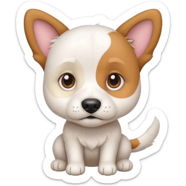 a white beagle x maltese x chi dog the size of a kelpie with light brown ears and a light brown patch on one eye sticker