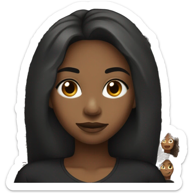 blackwomen with long hairs and brown eyes and wears black clothes sticker