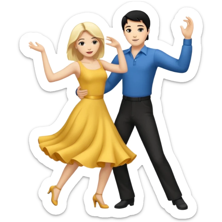 couple dancing full body man black hair woman blonde sticker