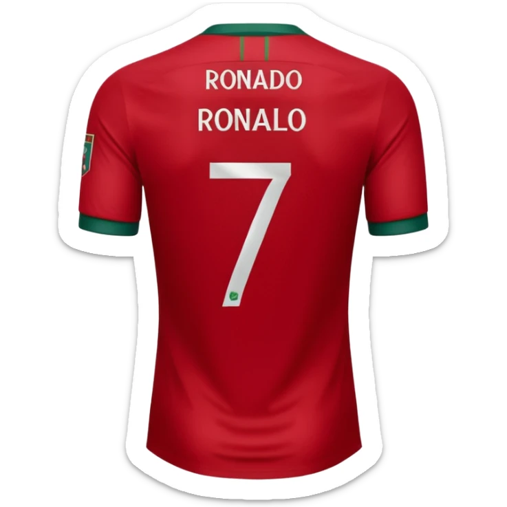 Create back side jersey of Portugal football team of red colour. Name "RONALDO" jersey no 7. sticker