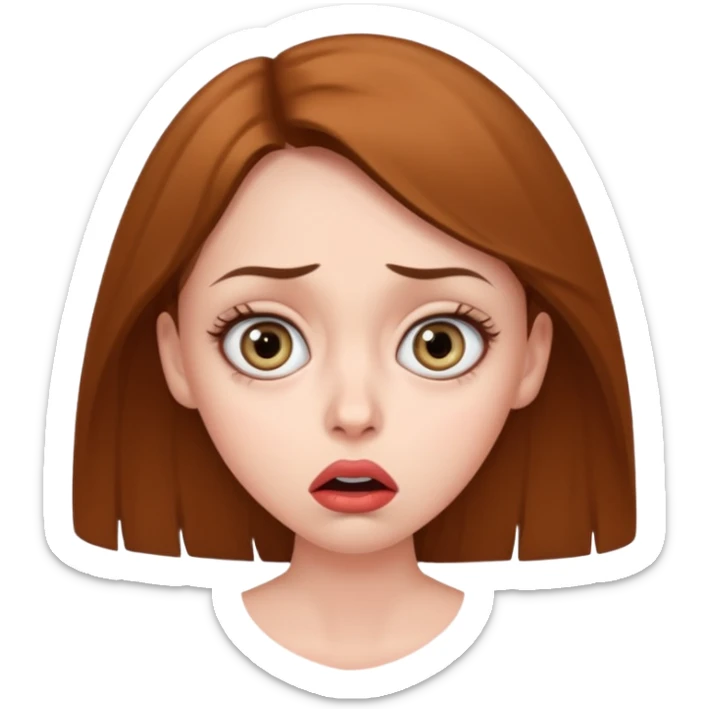 A realistic waist-up portrait of a frightened woman sticker