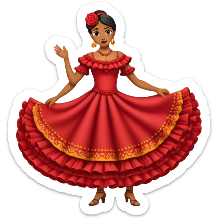 Cinematic Realistic Flamenco Pop Culture Emoji, featuring an expressive portrayal of traditional Spanish dance rendered with dynamic textures and passionate, vibrant lighting. sticker
