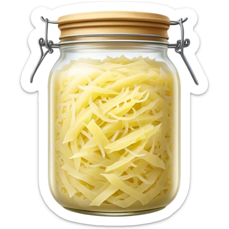 Sauerkraut Cinematic Realistic Sauerkraut Dish Emoji, depicted as tangy fermented cabbage neatly served in a traditional jar, rendered with vibrant textures and crisp, natural lighting. sticker