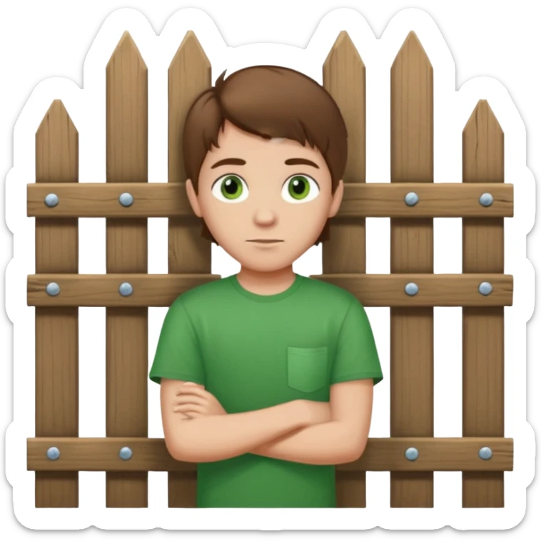 Tim (cute southern boy who looks like a city boy) with brown hair and green eyes working on a fence in Louisiana sticker