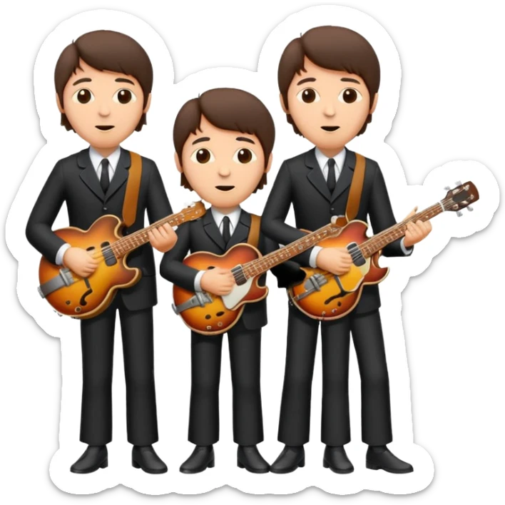 The Beatles band members, simple and colorful emoji style sticker