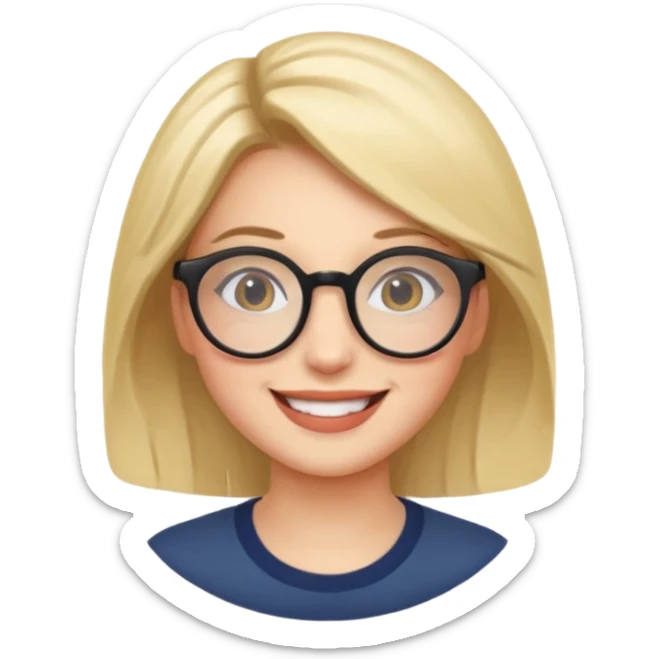 une personne joli de face avec des detail et des accessoires /lunettes dans un rond  sticker