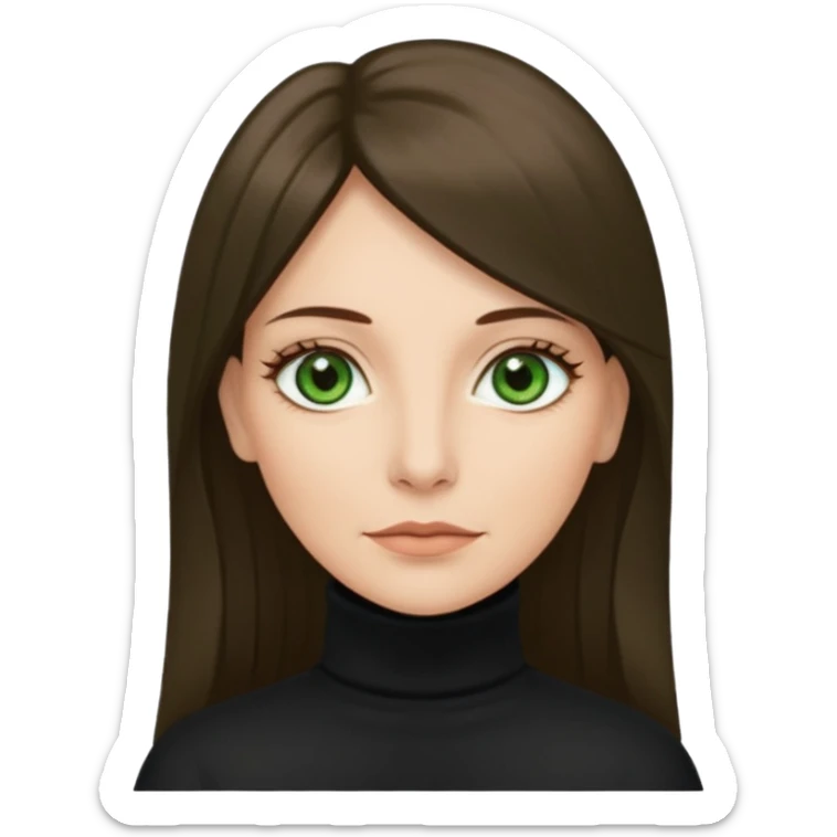 middle age woman with moss green eyes and long straight Ash-brown hair sticker