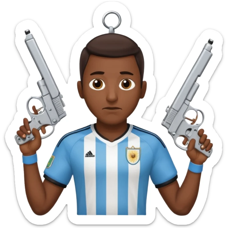 haz un turro con una biszera para atras y con un arma remera argentina pero arma de fuego sticker