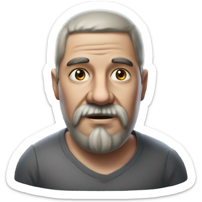 Photorealism A plump man of Slavic appearance with litle eyes with a goatee beard and mustache, with a short haircut, big detailed face, wrinkled face sticker